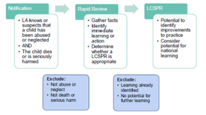 Flowchart about the notification to local Child Safeguarding Practice Review